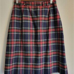 Vintage Plaid Wool Skirt, Small